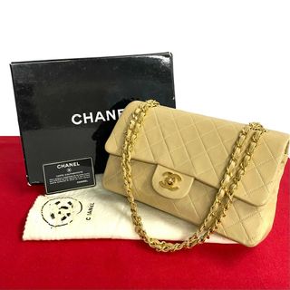 シャネル(CHANEL)の極 美品 箱 袋付 シール カード有 1番台 CHANEL シャネル マトラッセ ダブルフラップ 25cm レザー チェーン ハンドバッグ ベージュ 14514(ハンドバッグ)