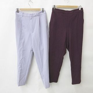 ジーユー(GU)のジーユー パンツ 2枚セット ロング丈 ストレート タック 紫 XL(その他)