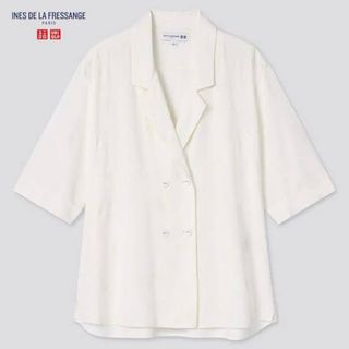 ユニクロ(UNIQLO)のUNIQLO イネス レーヨンオープンカラーシャツ オフホワイト S 洗える(シャツ/ブラウス(半袖/袖なし))