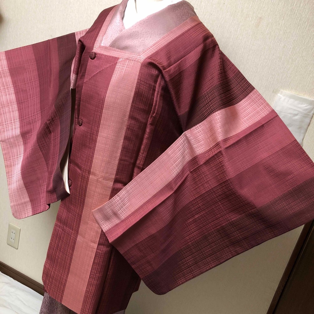 ロング道行コート　ローズ色系　 レディースの水着/浴衣(着物)の商品写真
