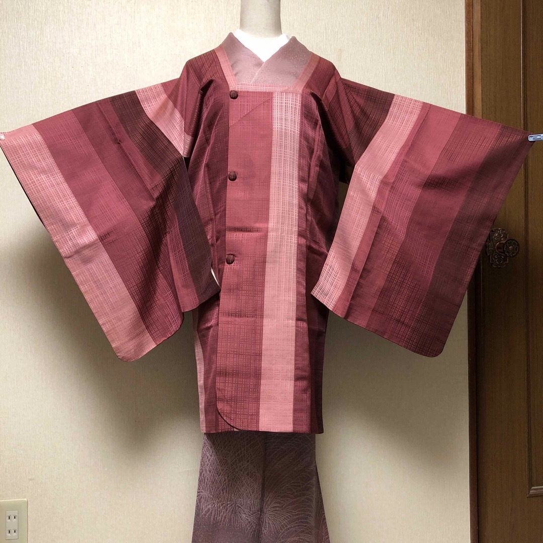 ロング道行コート　ローズ色系　 レディースの水着/浴衣(着物)の商品写真