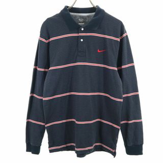 ナイキ(NIKE)のナイキ ザアスレチックデプト ボーダー 長袖 ポロシャツ XL グレー系 NIKE the athletic dept メンズ 古着 【240421】(ポロシャツ)