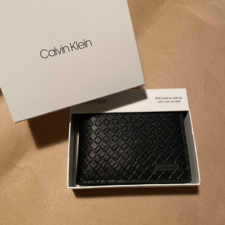 Calvin Klein - 折り財布　ミニ財布　二つ折り財布　コインケース　小銭入れ　ブラック　黒色