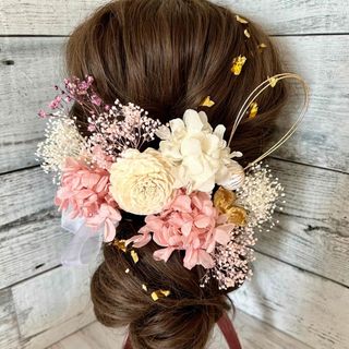 髪飾りドライフラワー成人式ヘッドドレス結婚式ヘアパーツ袴☆金箔シート☆(ヘアアクセサリー)