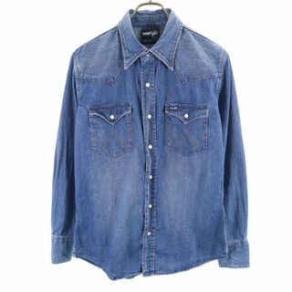 ラングラー(Wrangler)のラングラー 長袖 デニム ウエスタンシャツ M ウォッシュブルー Wrangler メンズ 古着 【240421】(シャツ)