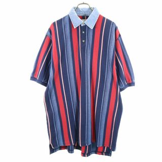 アウトドアーズ 90s オールド ストライプ柄 半袖 ポロシャツ ワンピース XL ネイビー OUTDOORS レディース 古着 【240421】(その他)