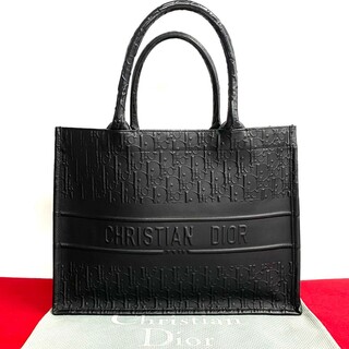 未使用保管品 Christian Dior ディオール ブックトート ミディアム トロッター レザー ハンドバッグ トートバッグ A4収納可 黒 3kmk715-9