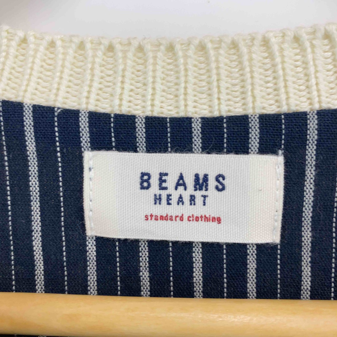 BEAMS(ビームス)のBEAMS HEART ビームスハート レディース 長袖ワンピース ストライプ ニットベスト 重ね着風 レディースのワンピース(ロングワンピース/マキシワンピース)の商品写真