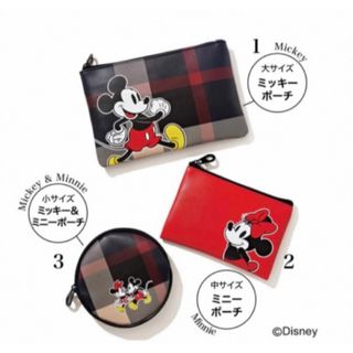 ディズニー(Disney)のCRESTBRIDGE ミッキー＆ミニーデザイン　便利なポーチ　3点セット(ポーチ)