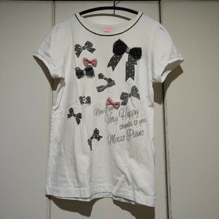 mezzo piano junior - タイムセール★メゾピアノジュニア　リボンいっぱい♪半袖Ｔシャツ　ホワイト　160