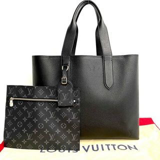 ルイヴィトン(LOUIS VUITTON)の未使用保管品 希少品 袋付 LOUIS VUITTON ルイヴィトン カバヴォワヤージュ レザー 本革 ハンドバッグ トートバッグ ブラック 黒 89058(トートバッグ)