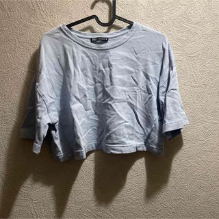 ザラ(ZARA)のzara トップス　Tシャツ　ブルー(Tシャツ(半袖/袖なし))