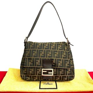 フェンディ(FENDI)のほぼ未使用 袋付 FENDI フェンディ マンマバケット ズッカ FF ロゴ 総柄 キャンバス レザー セミ ショルダーバッグ ブラウン 29989(ショルダーバッグ)