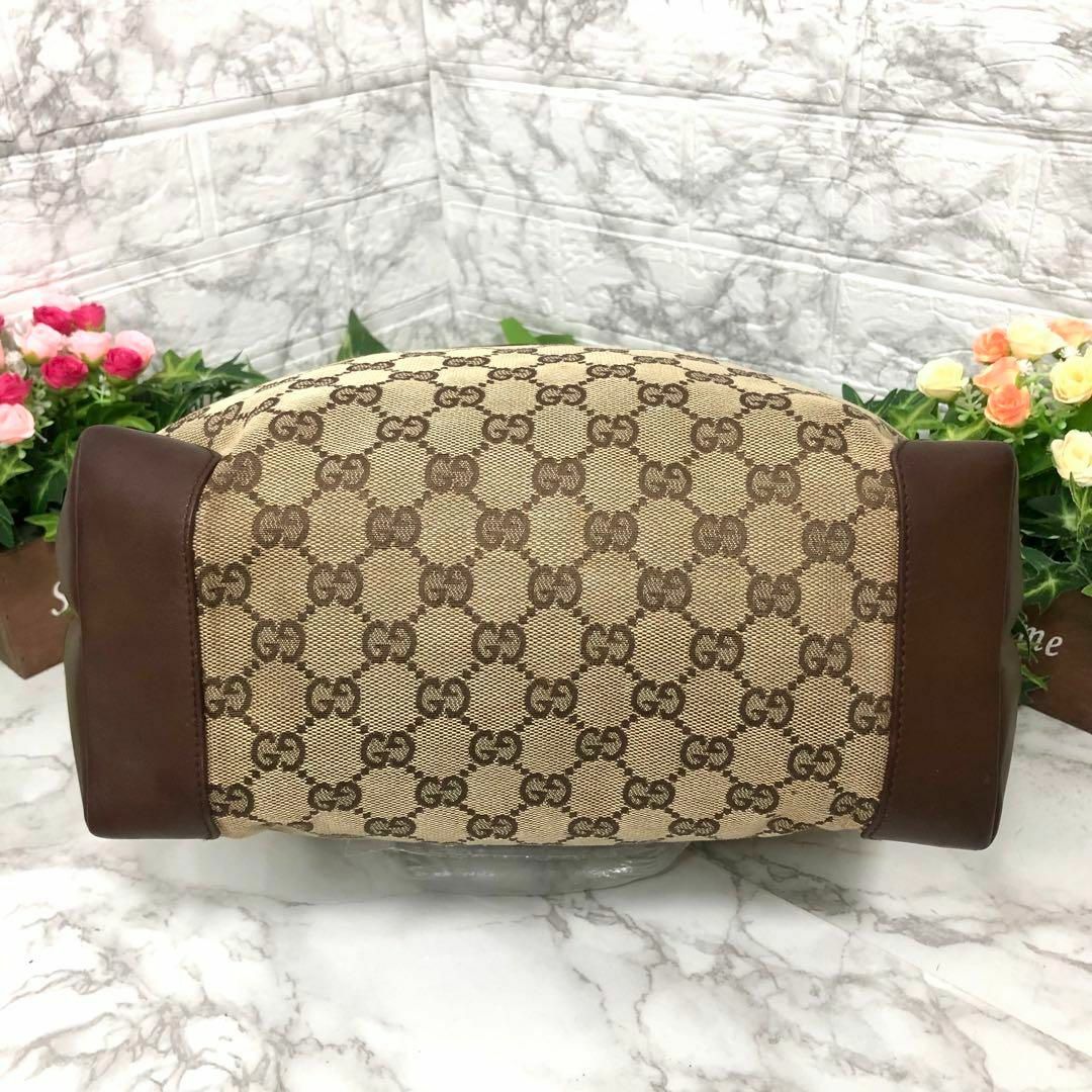 Gucci(グッチ)の極美品✨グッチ　GGキャンバス×レザー　トートバッグ　肩掛け　A4収納可　大容量 レディースのバッグ(トートバッグ)の商品写真