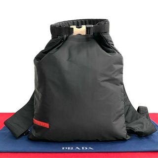 プラダ(PRADA)のほぼ未使用 PRADA プラダ プラダスポーツ ロゴ ナイロン リュックサック バックパック デイバッグ ナップザック ブラック 黒 32664(リュック/バックパック)