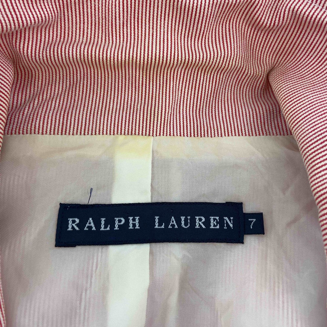 Ralph Lauren(ラルフローレン)のRALPH LAUREN ラルフローレン　赤×白　ピンストライプ　 レディース テーラードジャケット レディースのジャケット/アウター(テーラードジャケット)の商品写真