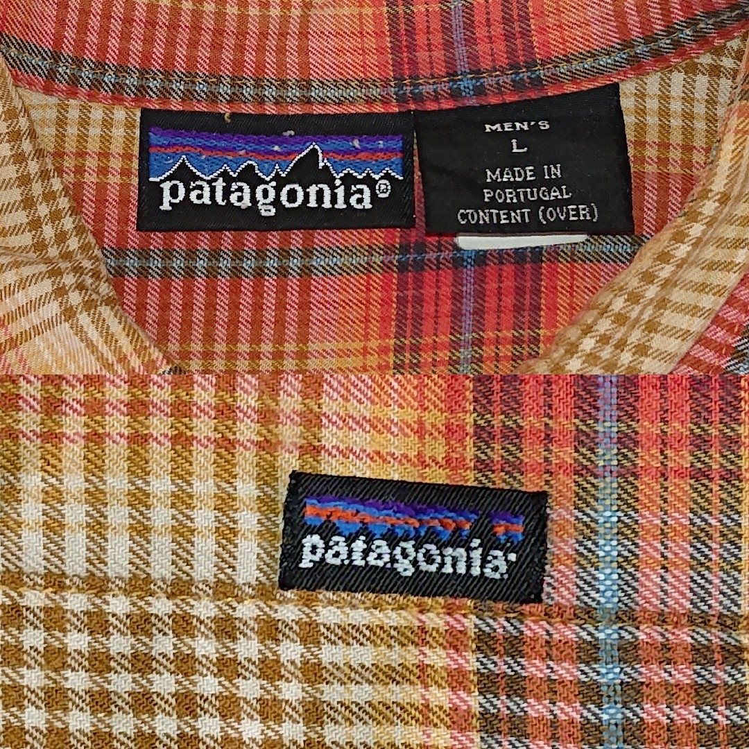 patagonia(パタゴニア)の【パタゴニア】フランネルシャツ①／オレンジ系チェック柄／men's Ｌ メンズのトップス(シャツ)の商品写真