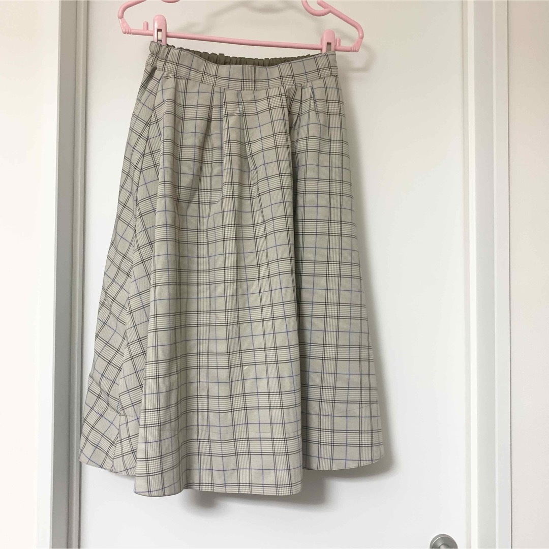 匿名配送　ギャザースカート　ミディ丈　リバーシブル　無地　チェック レディースのスカート(ロングスカート)の商品写真