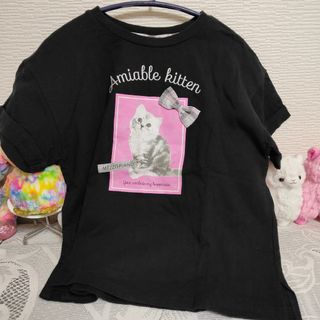 美品☆メゾピアノジュニア　ねこが可愛い♪半袖Ｔシャツ　ブラック　150cm