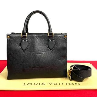 ルイヴィトン(LOUIS VUITTON)のほぼ未使用 LOUIS VUITTON ルイヴィトン オンザゴー PM モノグラムアンプラント レザー 2way ハンドバッグ ショルダーバッグ 黒 77449(ショルダーバッグ)