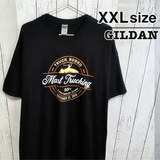 ギルタン(GILDAN)のUSA古着　GILDAN　Tシャツ　ブラック　黒　プリント　ロゴ　オーバーサイズ(Tシャツ/カットソー(半袖/袖なし))