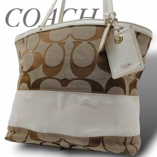 コーチ(COACH)の良品✧コーチ トートバッグ ショルダー 肩掛け シグネチャー 10124 白(トートバッグ)