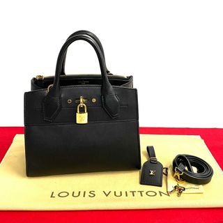 ルイヴィトン(LOUIS VUITTON)のほぼ未使用 鍵付き LOUIS VUITTON ルイヴィトン シティ スティーマー ミニ レザー 2way ハンドバッグ ショルダーバッグ ブラック 94294(ショルダーバッグ)