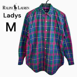 ラルフローレン(Ralph Lauren)のラルフローレン チェックシャツ レディース 9号 M グリーン ピンク ブルー(シャツ/ブラウス(長袖/七分))