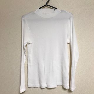 ムジルシリョウヒン(MUJI (無印良品))の無印　リブハイネックT 白 L(Tシャツ(長袖/七分))