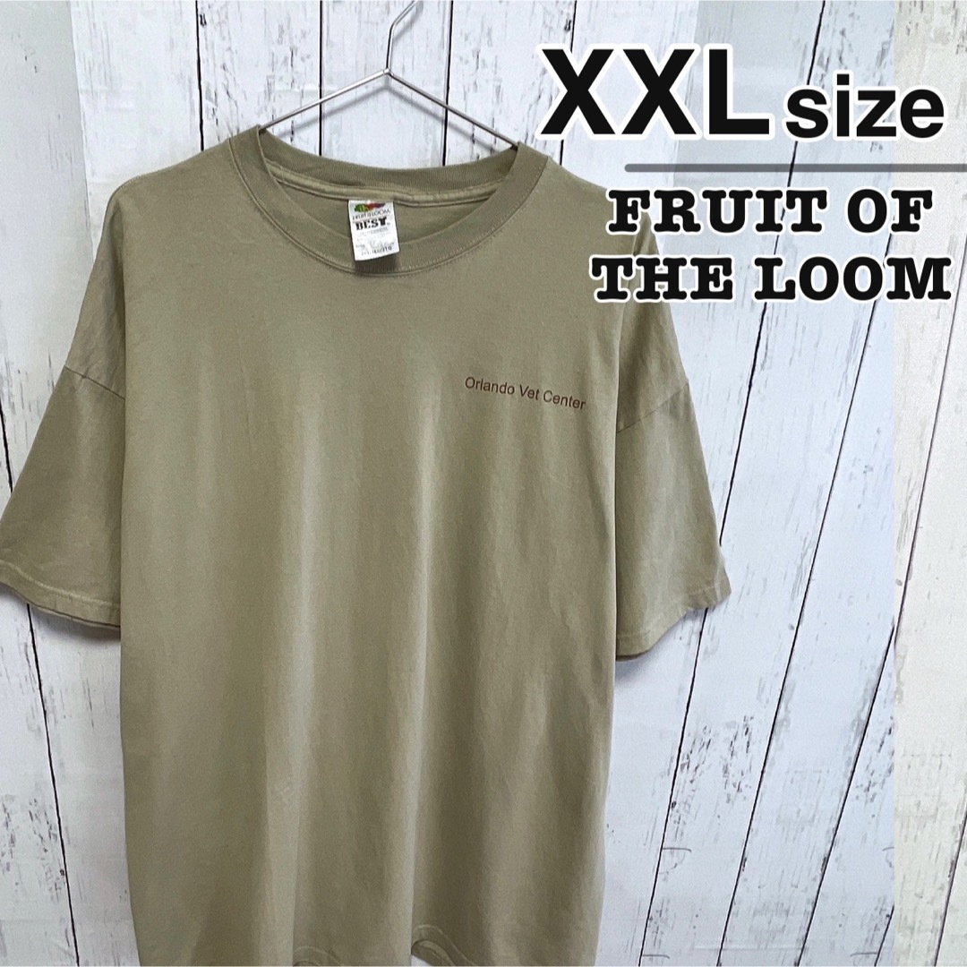 FRUIT OF THE LOOM(フルーツオブザルーム)のFRUIT OF THE LOOM　Tシャツ　ベージュ　プリント　USA古着 メンズのトップス(Tシャツ/カットソー(半袖/袖なし))の商品写真