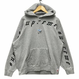 シュプリーム(Supreme)のSUPREME シュプリーム 21AW Raised Embroidery Hooded Sweatshirt ロゴ刺繍 スウェット パーカー ヘザーグレー サイズL 正規品 / 34093(パーカー)