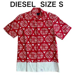 ディーゼル(DIESEL)のタグ付 DIESEL ディーゼル 半袖ボタンダウン アロハシャツ レッド 麻混S(シャツ)