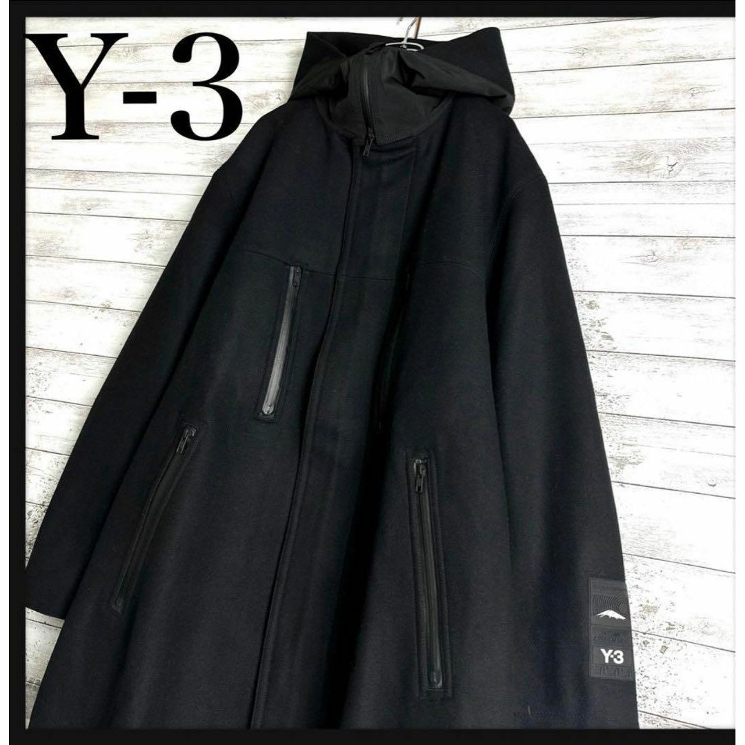 Y-3(ワイスリー)の.9497【超希少デザイン】Y-3☆袖ロゴ定番カラーロングコート　入手困難　美品 メンズのジャケット/アウター(ステンカラーコート)の商品写真