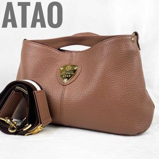 アタオ(ATAO)の【美品】アタオ チヴィ 2way ショルダーバッグ レザー アーモンド(ショルダーバッグ)