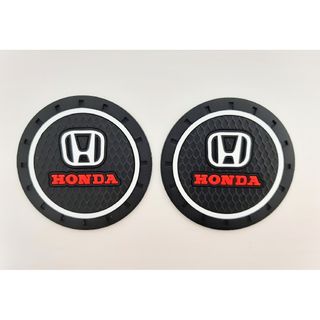 2枚セット　ホンダ　ドリンクホルダー　マット　エンブレム　コースター　HONDA(車内アクセサリ)