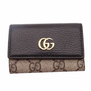 Gucci - グッチ GUCCI キーケース ユニセックス ブランド
   レザー プチマーモント　GGスプリーム　６連 ブラック グレー 【中古】