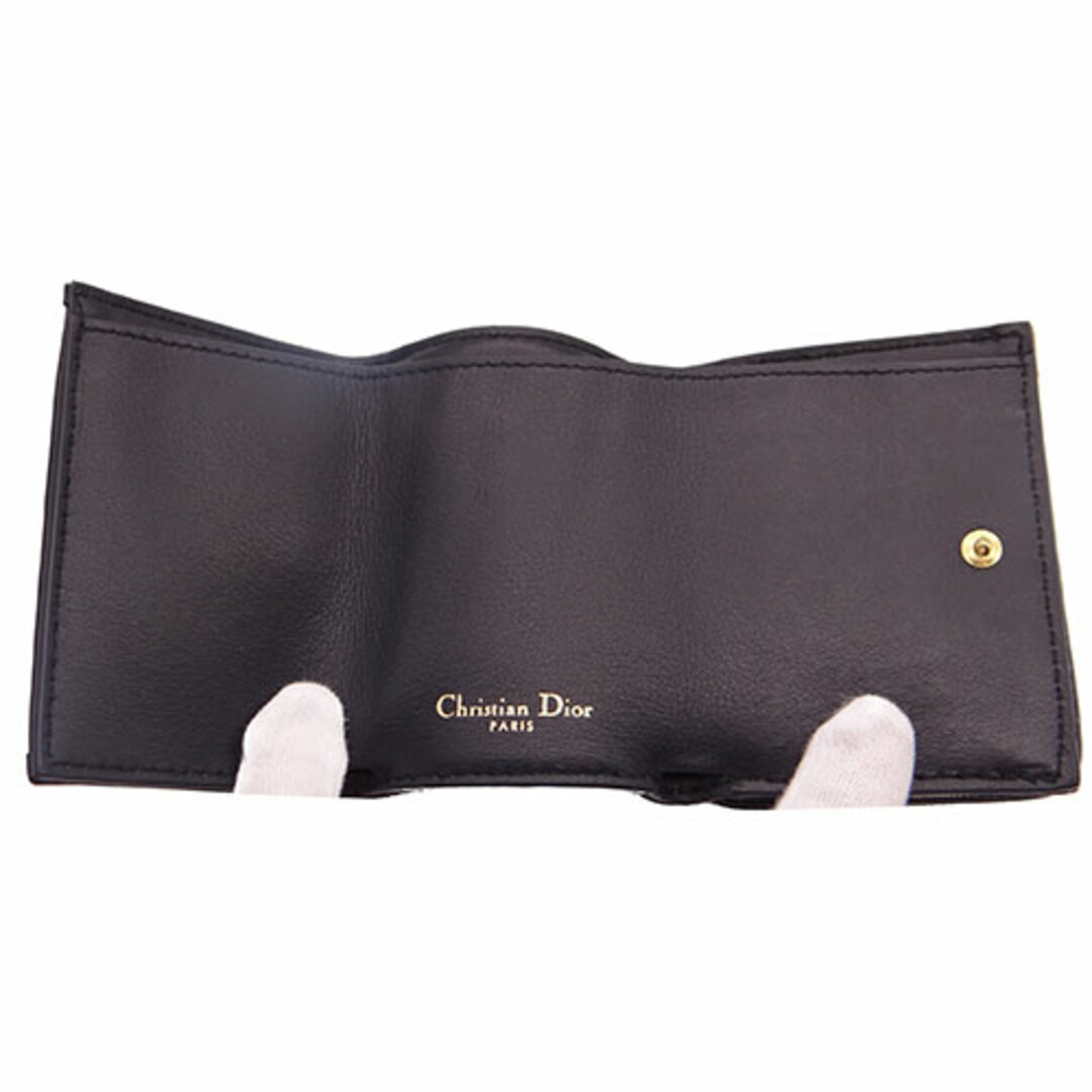 Christian Dior(クリスチャンディオール)のディオール Dior 財布 レディース ブランド 三つ折り財布 ジャガード モンテーニュオブリーク コンパクトウォレット ネイビー ミニウォレット ミニ財布 ロゴ トロッター 【中古】 レディースのファッション小物(財布)の商品写真