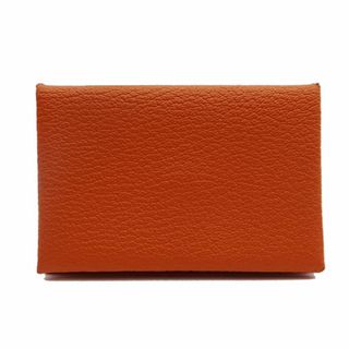 エルメス(Hermes)のエルメス HERMES カードケース カルヴィ レディース ブランド シェブルミゾル オレンジ シルバー金具 おしゃれ シンプル 2010年製 □N刻印 【中古】(パスケース/IDカードホルダー)