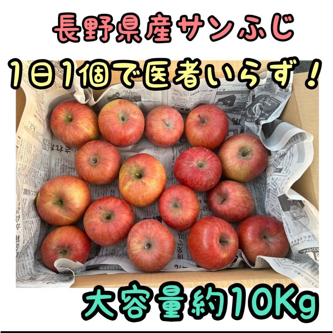 長野県産りんご　ふじ　約９キロ　お得　格安　フルーツ 食品/飲料/酒の食品(フルーツ)の商品写真
