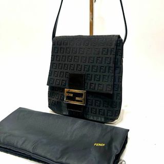 フェンディ(FENDI)の【美品】　FENDI ショルダーバッグ　マンマ　キャンバス　ズッキーノ　レザー(ショルダーバッグ)