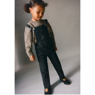 ザラキッズ(ZARA KIDS)のZARA キッズ ベビー ジッパー ストレッチ デニムオーバーオール(パンツ/スパッツ)