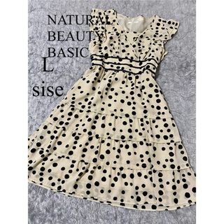 ナチュラルビューティーベーシック(NATURAL BEAUTY BASIC)のナチュラルビューティーベーシック　ノースリーブワンピース　L ドット　大きい(ひざ丈ワンピース)