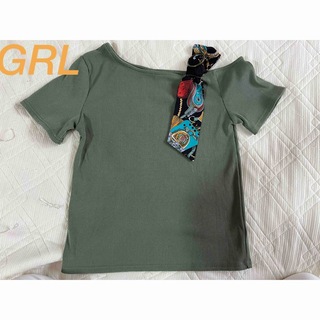 グレイル(GRL)のリブニットトップス半袖M(Tシャツ(半袖/袖なし))