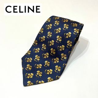 celine - セリーヌ　ネクタイ　ネイビー　ゴールド　花柄　スーツ　ブランド　ブランドネクタイ