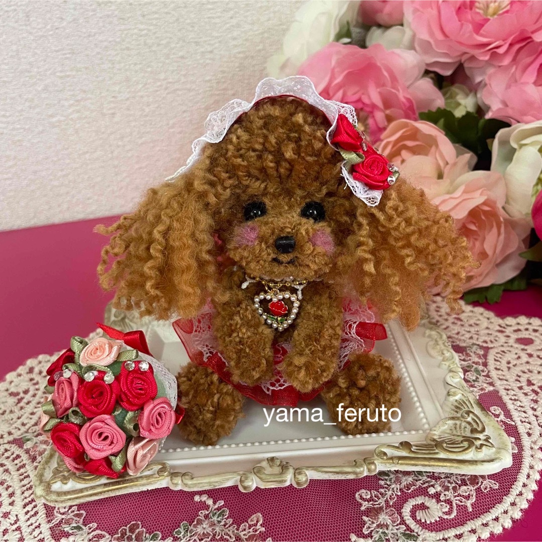 ♡handmade♡羊毛フェルト犬♡レッドトイプーちゃん♡テディベア座り♡母の日 ハンドメイドのぬいぐるみ/人形(ぬいぐるみ)の商品写真