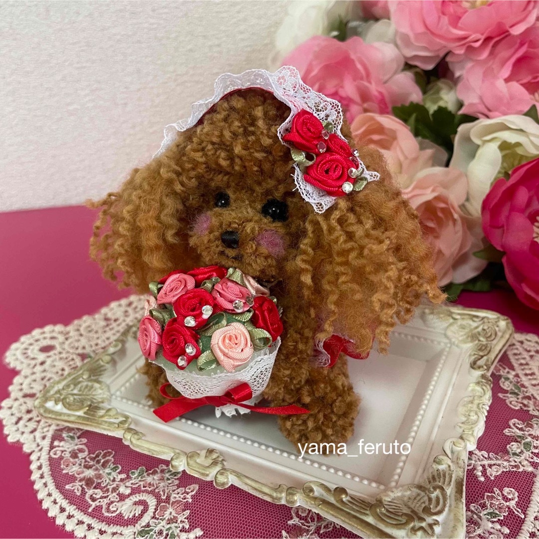 ♡handmade♡羊毛フェルト犬♡レッドトイプーちゃん♡テディベア座り♡母の日 ハンドメイドのぬいぐるみ/人形(ぬいぐるみ)の商品写真