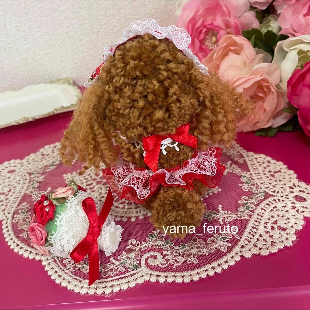 ♡handmade♡羊毛フェルト犬♡レッドトイプーちゃん♡テディベア座り♡母の日 ハンドメイドのぬいぐるみ/人形(ぬいぐるみ)の商品写真