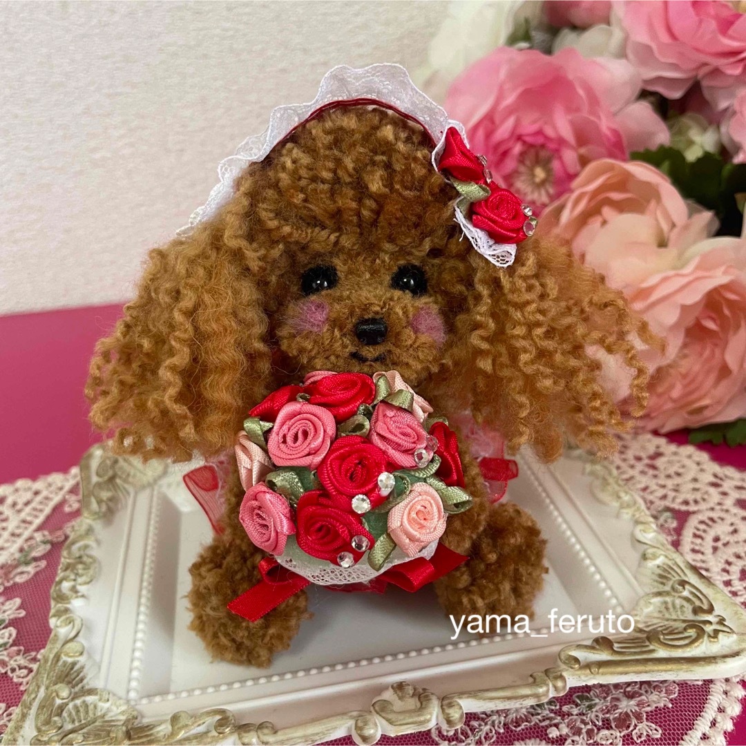 ♡handmade♡羊毛フェルト犬♡レッドトイプーちゃん♡テディベア座り♡母の日 ハンドメイドのぬいぐるみ/人形(ぬいぐるみ)の商品写真