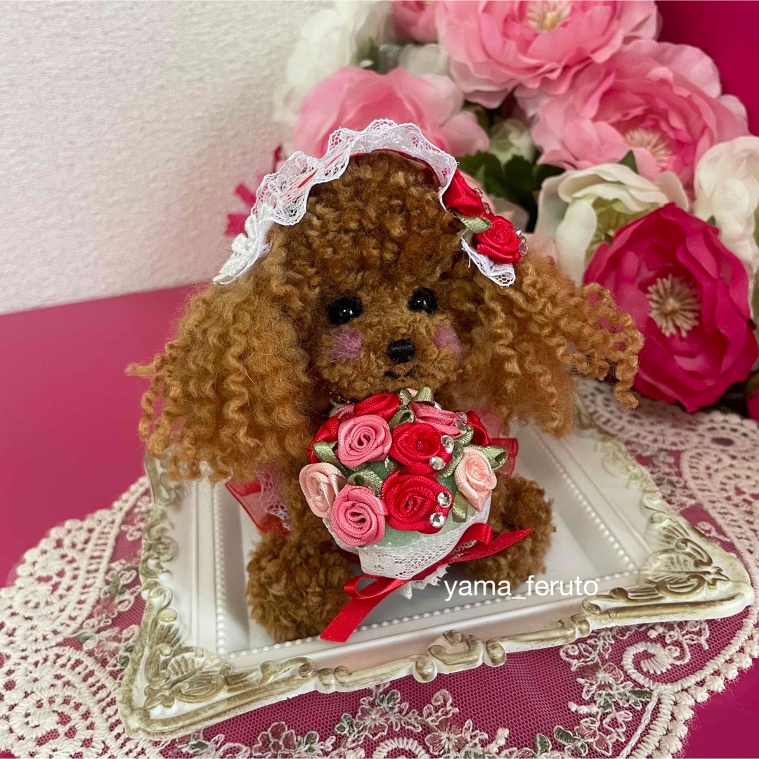 ♡handmade♡羊毛フェルト犬♡レッドトイプーちゃん♡テディベア座り♡母の日 ハンドメイドのぬいぐるみ/人形(ぬいぐるみ)の商品写真