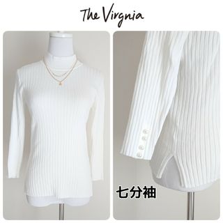 ザヴァージニア(The Virgnia)のリブハイネック ホワイト パール 七分袖(カットソー(長袖/七分))